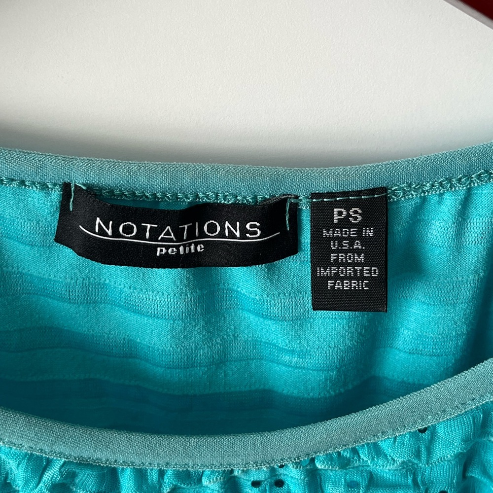 Notations Turquoise Textured Short Sleeve Top - Picture 4 of 5